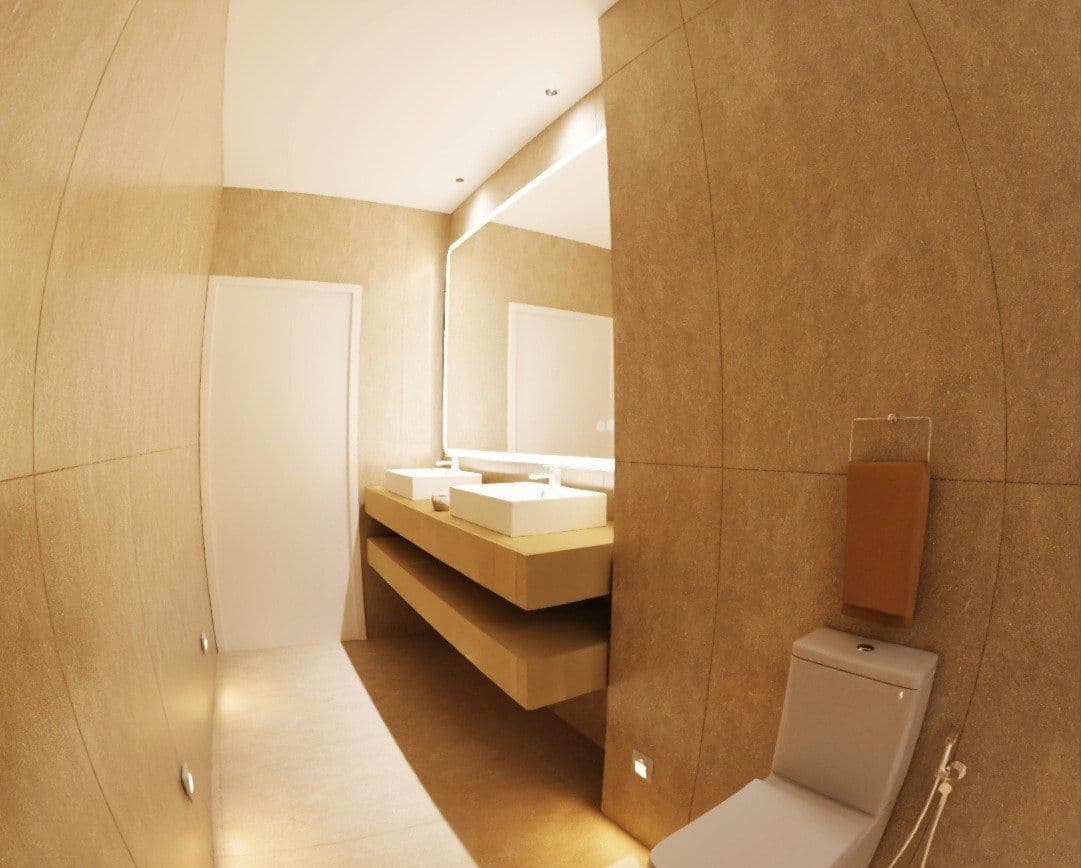 Bathroom, after dark