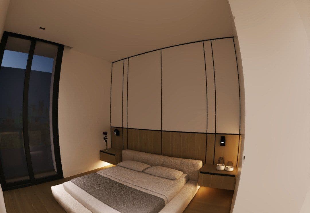 Master bedroom, after dark